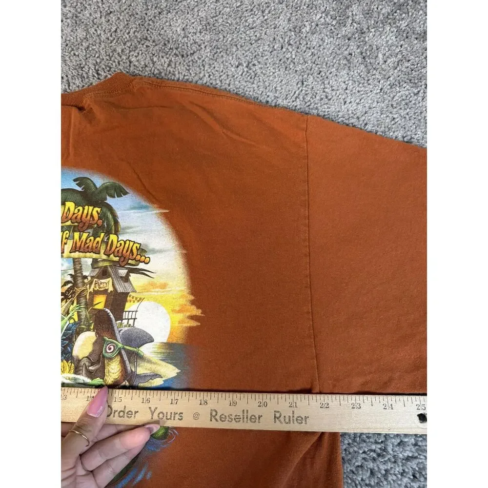 Vintage Margaritaville Shirt Mens XL Orange Good Days & Bad Days Crew Neck